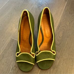 Chie Mihara green peep toe pumps (Sz 37)